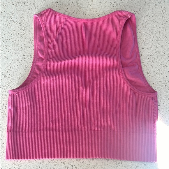 Garage Pink Ribbed Women's Crop Top - Picture 3 of 3